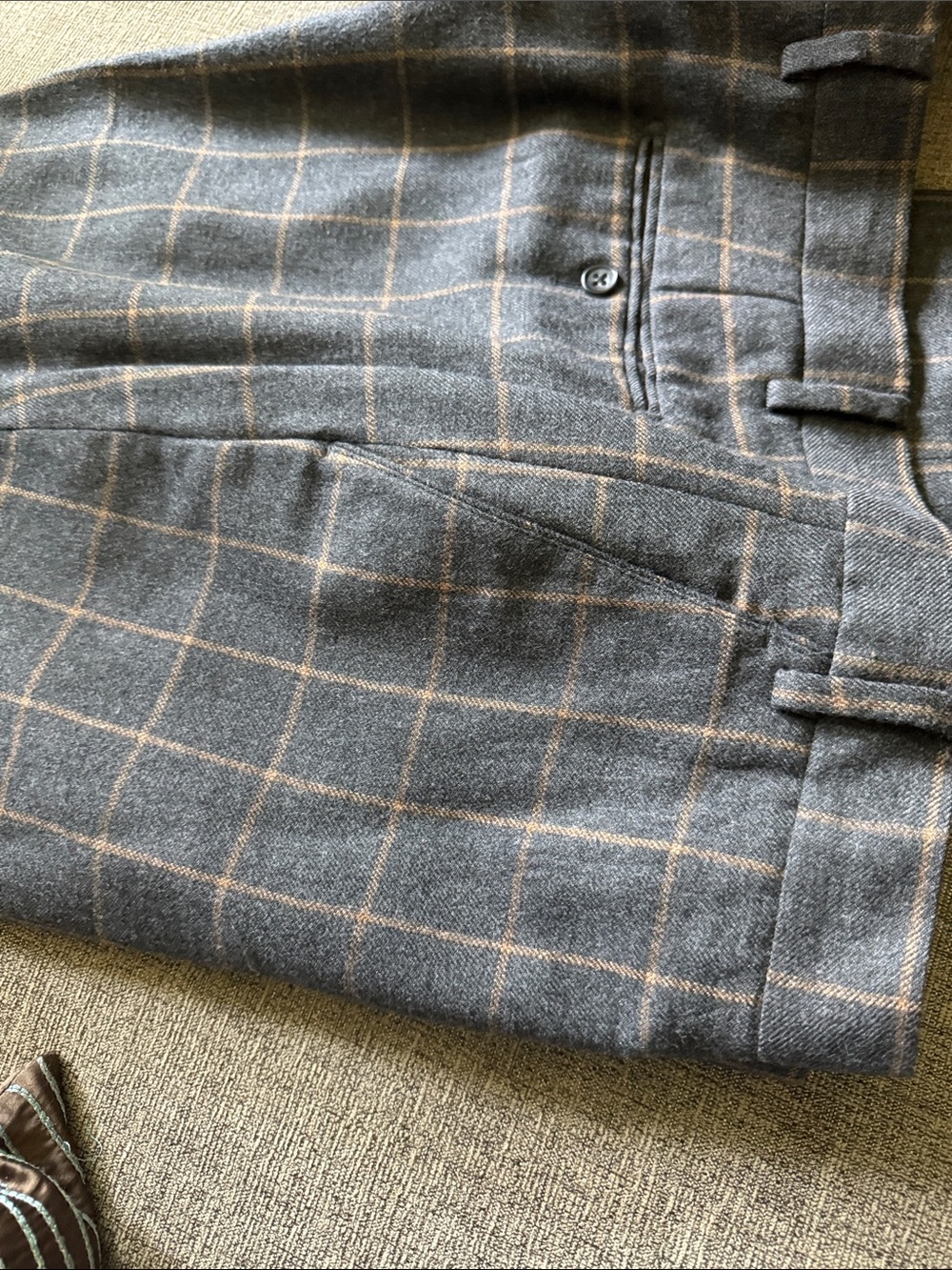 Paul Fredrick Gray Windowpane Dress Pants